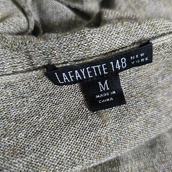 Lafayette 148 New York Womens M Heathered Open Front Sleeveless Cardigan Sweater - Picture 9 of 11